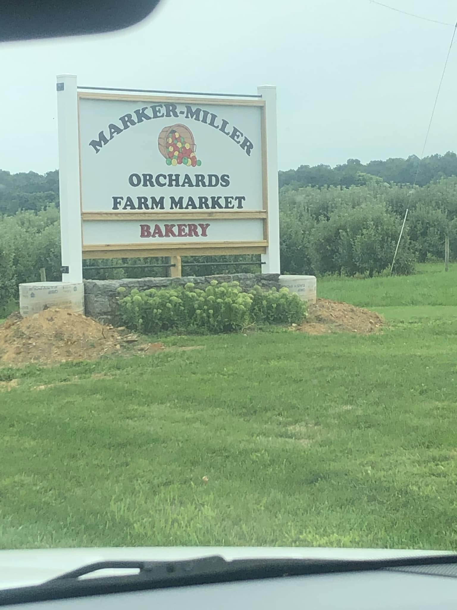 Custom outdoor sign for Marker Miller Orchards Farm Market and Bakery near Winchester VA