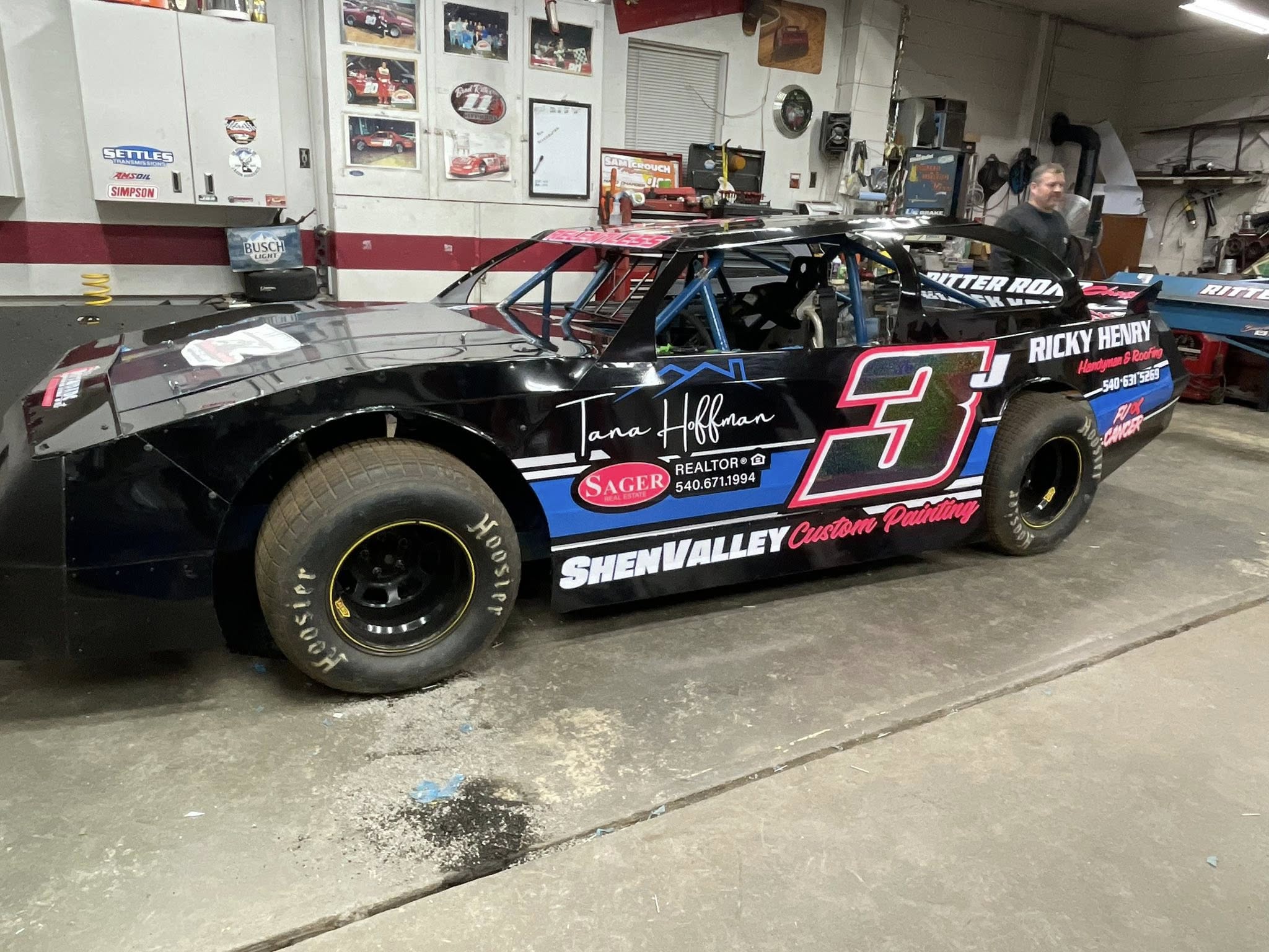 Custom race car wrap number 3J with ShenValley Custom Painting sponsor graphics