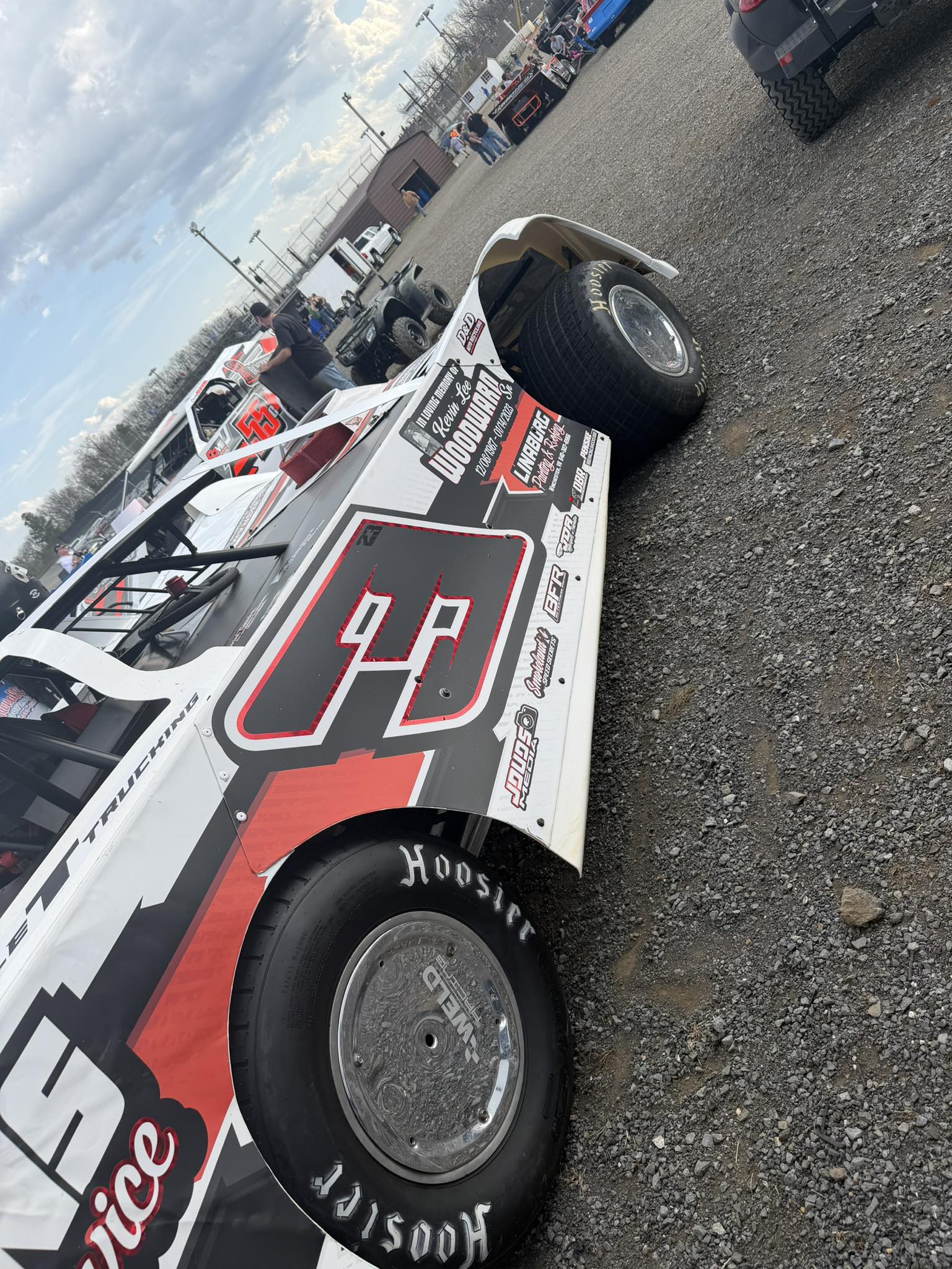 Custom race car wrap number 53 with sponsor graphics by Winchester Signs